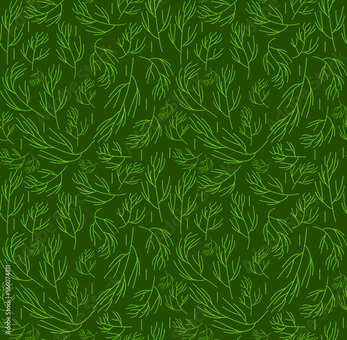 Herbs seamless pattern. Dill endless background, texture. Vegetable backdrop. Vector illustration