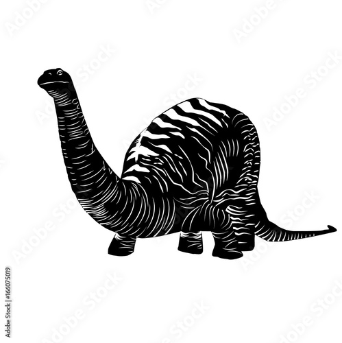 Vector - Apatosaurus Line Drawing Sketch Black