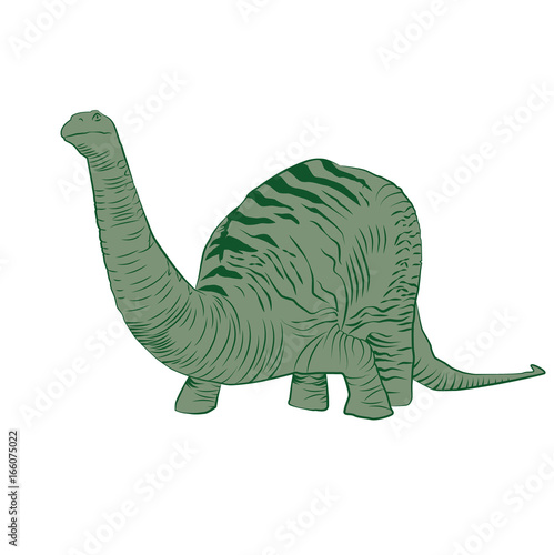 Vector - Apatosaurus Line Drawing Sketch Green