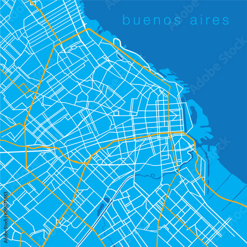 Buenos Airies City Vector Map Blues Illustration