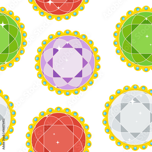 seamless pattern gems round