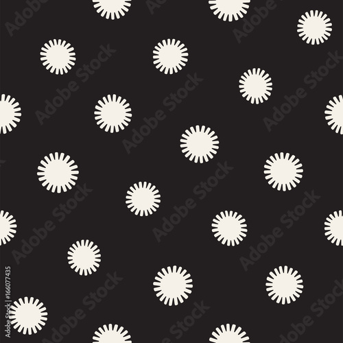 Vector seamless sunburst shapes freehand pattern. Abstract background with round brush strokes. Hand drawn texture