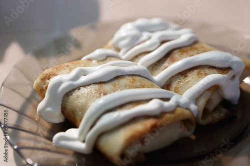 Pancakes with sour cream
