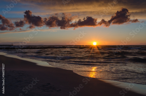 Sunset in Leba, Poland, Baltic sea