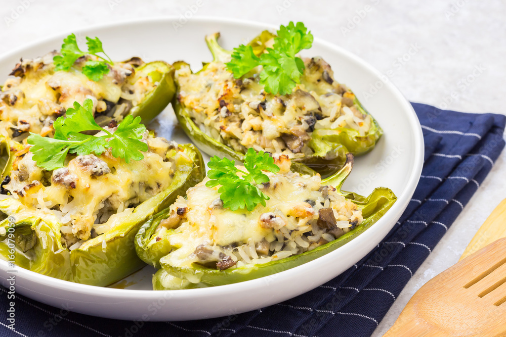 Cheesy stuffed peppers with ground turkey. Cheesy stuffed peppers with ground turkey.