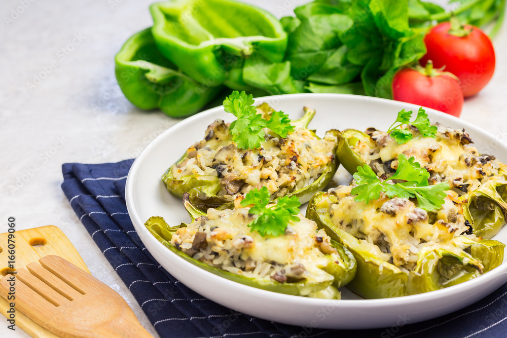 Healthy spinach ricotta stuffed peppers.