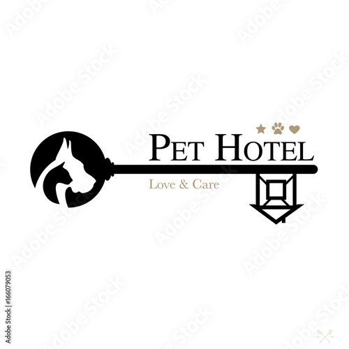 Logo for pet hotel. Royal hospitality and care for cats, dogs and other pets. Vector Illustration