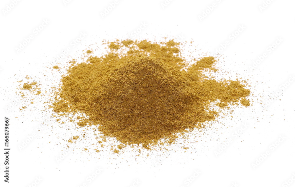 Turmeric (Curcuma) powder pile isolated on white background Turmeric (Curcuma) powder pile isolated on white background