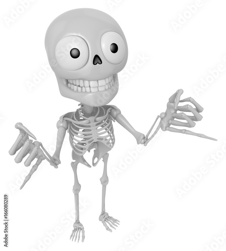 3D Skeleton Mascot is Taking a gesture that promises. 3D Skull Character Design Series.