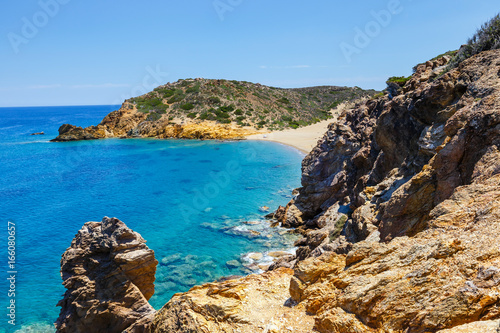 Famous beach at Vai with beautiful palm forest on east Crete, Greece photo
