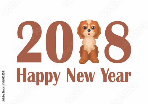 The dog is a symbol of the new 2018 in the Chinese calendar. Vector image of a cute purebred dog in cartoon style.