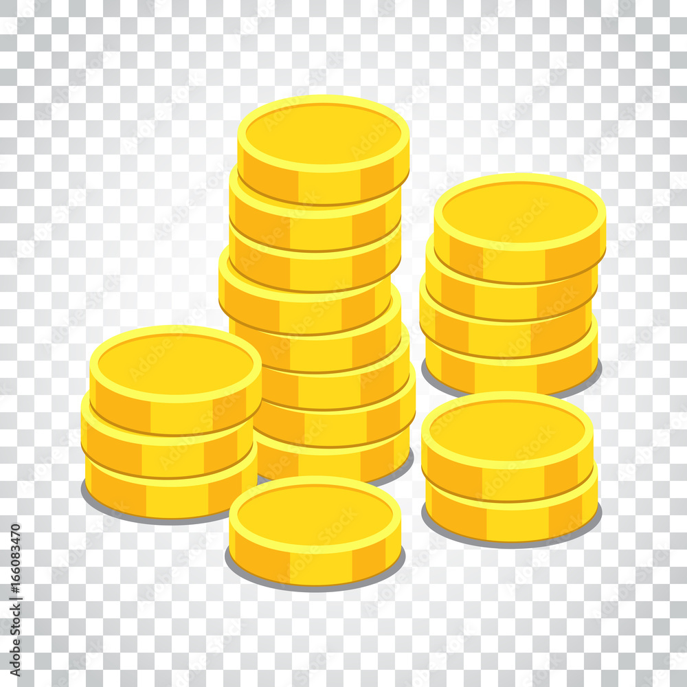 Money icon on isolated background. Coins vector illustration in flat style. Icons for design, website. Simple business concept pictogram.