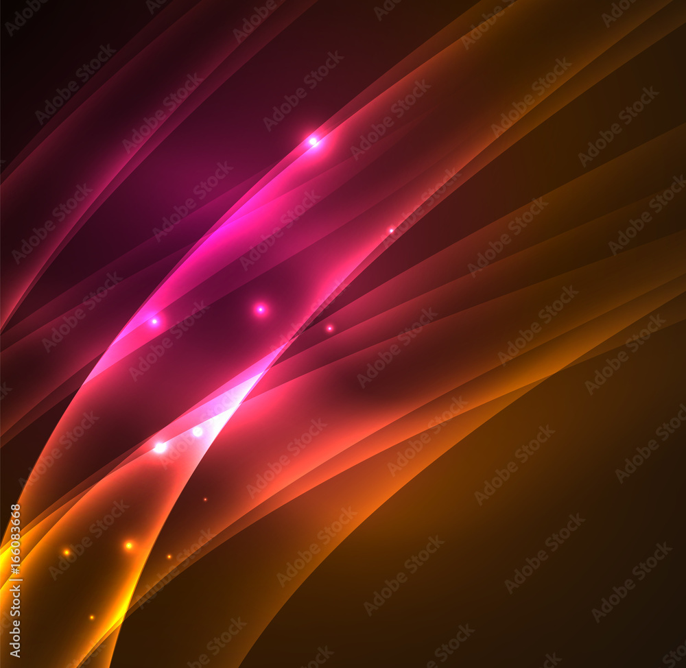 Energy lines, glowing waves in the dark, vector abstract background Energy lines, glowing waves in the dark, vector abstract background