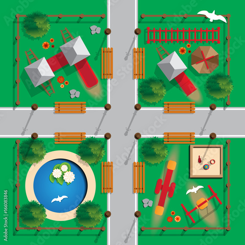 Playground. View from above. Vector illustration.