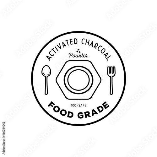 activated charcoal powder food grade with spoon and fork icon