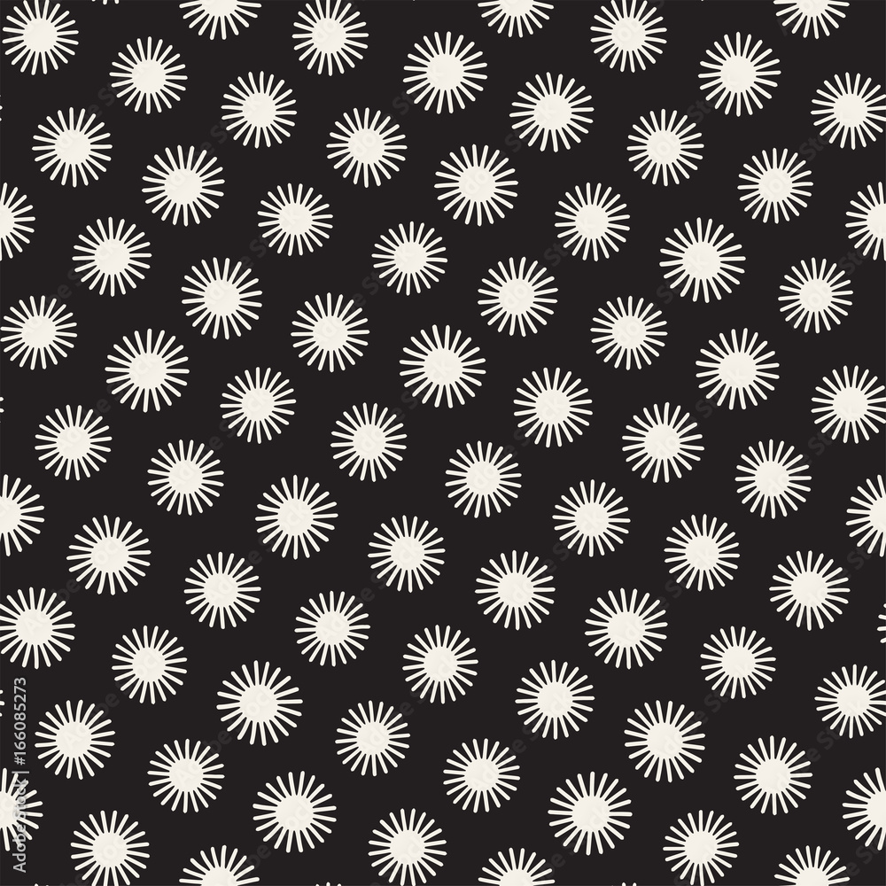 Vector seamless sunburst shapes freehand pattern. Abstract background with round brush strokes. Hand drawn texture Vector seamless sunburst shapes freehand pattern. Abstract background with round brush strokes. Hand drawn texture