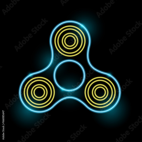 Spinner icon Vector illustration Neon icon of spinner on black background Keep calm and don't fidget Modern gadget in trendy design