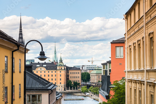 View over Riddarholmen from S  dermalm  in Stockholm  Sweden