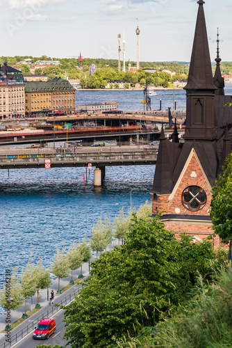 View over Mariahissen, Old Town and Djurgarden from Södermalm in Stockholm, Sweden photo