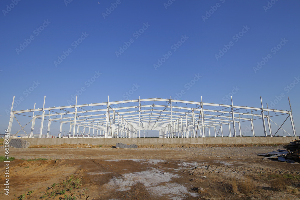 In the construction site, steel structure is under construction In the construction site, steel structure is under construction