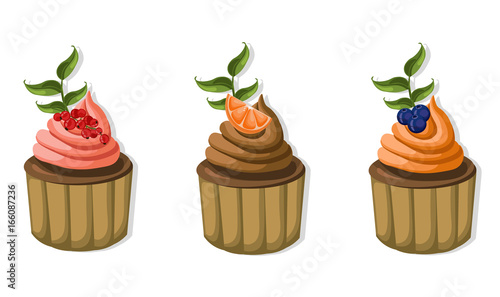 Muffin cakes isolated on white background Vector illustration
