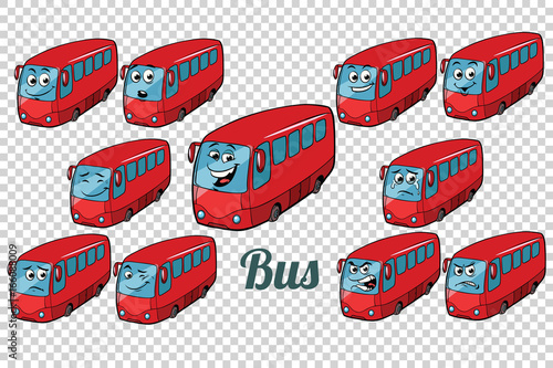 bus autobus collection set neutral background