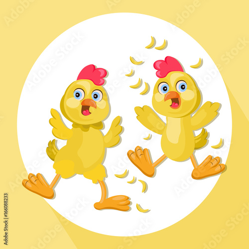 Chicken funny cartoon Vector illustration. Chicken funny cartoon. Pet scared ...