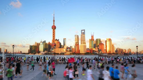 Shanghai, Time lapse(Hyperlapse). Shanghai Skyline from day to night.