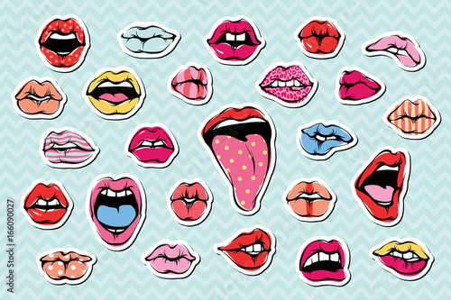 Vector Woman Lips Kiss Set