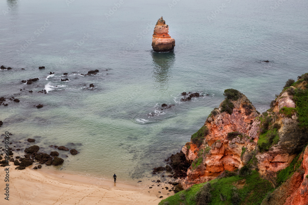 Idyllic beach Praia do Camilo, near Lagos, Algarve in Portugal
