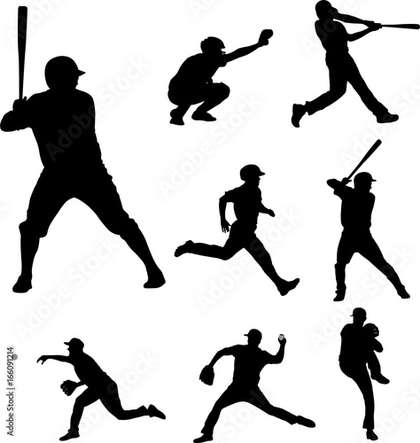 baseball silhouettes collection 2 - vector