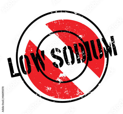 Low Sodium rubber stamp. Grunge design with dust scratches. Effects can be easily removed for a clean, crisp look. Color is easily changed.