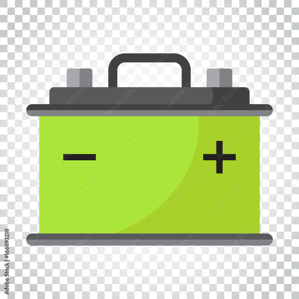 Car battery flat vector icon on isolated background. Auto accumulator battery energy power illustration. Simple business concept pictogram.