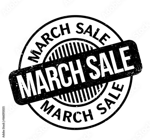 March Sale rubber stamp. Grunge design with dust scratches. Effects can be easily removed for a clean, crisp look. Color is easily changed.