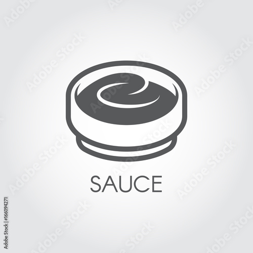 Plate with sauce flat icon. Logo for various recipes, cookbooks, culinary sites and other projects. Vector illustration