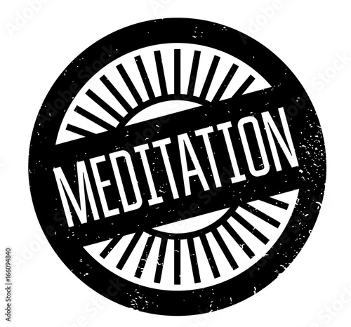 Meditation rubber stamp. Grunge design with dust scratches. Effects can be easily removed for a clean, crisp look. Color is easily changed.