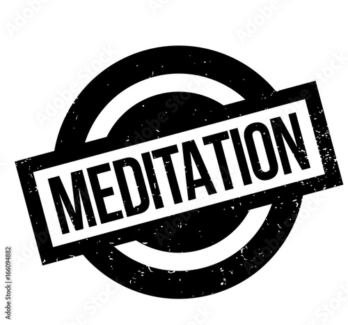 Meditation rubber stamp. Grunge design with dust scratches. Effects can be easily removed for a clean, crisp look. Color is easily changed.