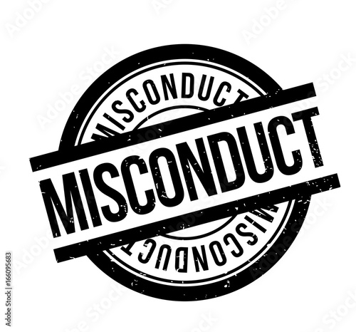 Misconduct rubber stamp. Grunge design with dust scratches. Effects can be easily removed for a clean, crisp look. Color is easily changed.
