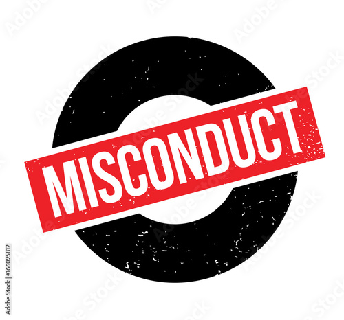 Misconduct rubber stamp. Grunge design with dust scratches. Effects can be easily removed for a clean, crisp look. Color is easily changed.