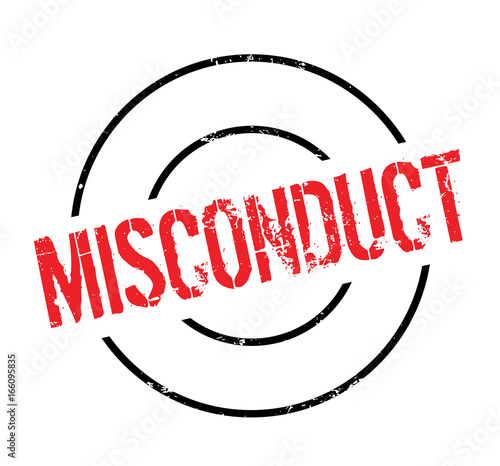 Misconduct rubber stamp. Grunge design with dust scratches. Effects can be easily removed for a clean, crisp look. Color is easily changed.