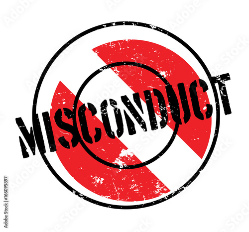 Misconduct rubber stamp. Grunge design with dust scratches. Effects can be easily removed for a clean, crisp look. Color is easily changed.