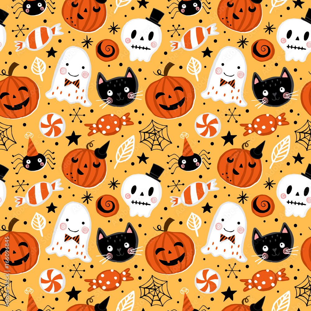 Obraz premium Halloween holiday seamless pattern background