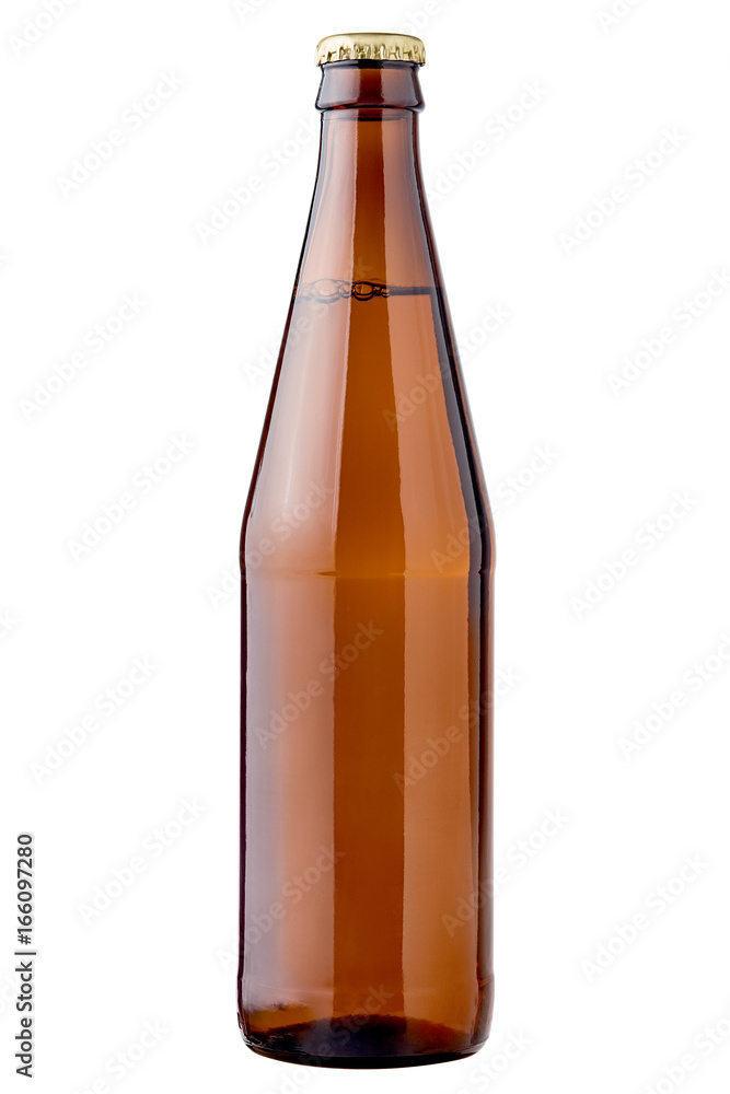 Glass bottle of brown, clipping path, cold beer, isolated on white background Glass bottle of brown, clipping path, cold beer, isolated on white background