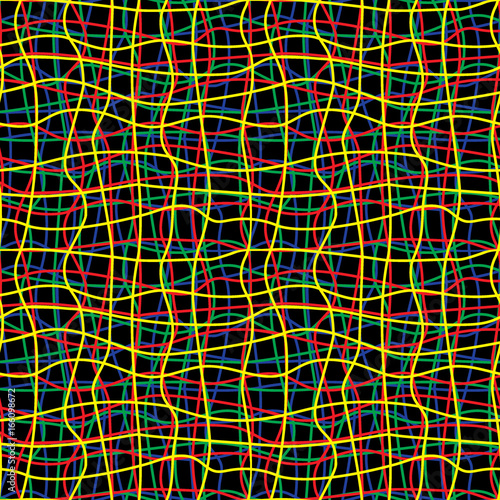 Intricate colored wires abstract seamless pattern