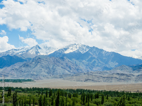 Nature Landscape with mountain background along the highway in Leh Ladakh, India 