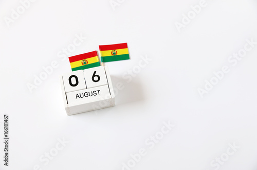 AUGUST 6 Wooden calendar Concept independence day of Bolivia and Bolivia national day.Copy space,minimal style © kathayut