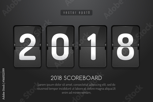Black scoreboard showing number for year 2018 vector illustration