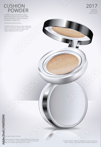 Makeup Powder Cushion Poster Template Vector Illustration