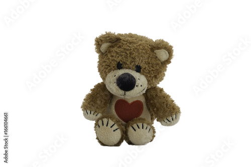 Brown Teddy bear sitting isolated on white background