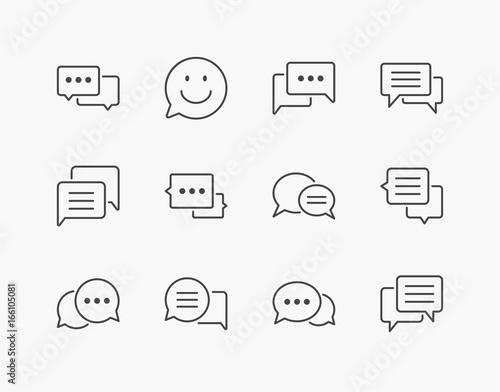 Simple Set of Speech Bubble Thin Line Icons. Editable Stroke. 64x64 Pixel Perfect.